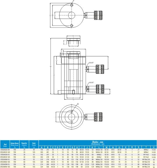 CRSSHD20-49 Hidrolik Çift Etkili Ortası Boş Silindir 700 Bar 45 mm