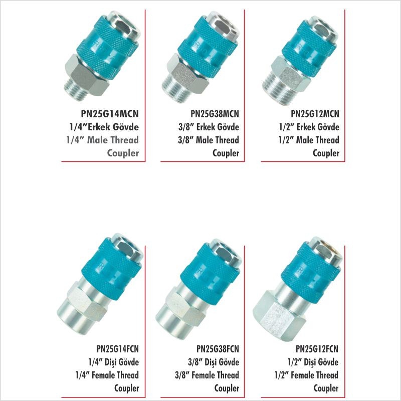 PN25G12MCN 1/2” BSP Erkek Gövde Pnömatik Otomatik Rekor 6 - 40 BAR
