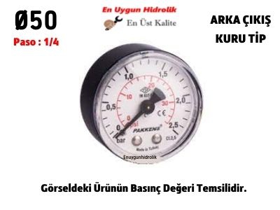 Ø50 1 Bar ARKADAN ÇIKIŞLI KURU MANOMETRE