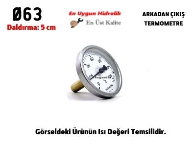 Ø63 0-200 °C Termometre Daldırma Boyu 5 cm Arkadan Bağlantılı G 1/2