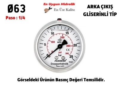 Ø63 600 Bar ARKADAN ÇIKIŞLI KURU MANOMETRE