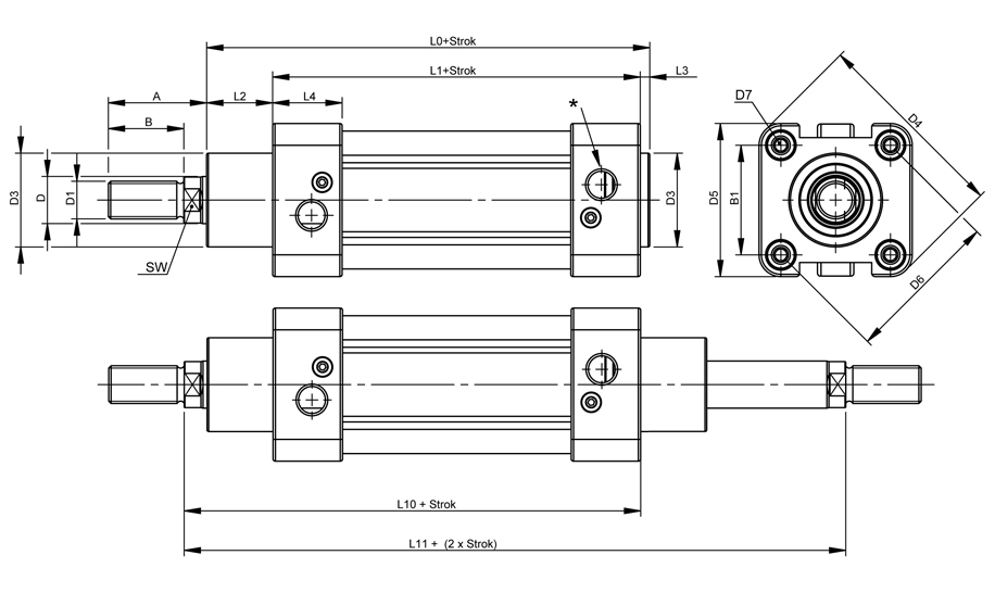 32x160 PNY Serisi Alüminyum Profil Gövdeli Yastıklı Pnömatik Silindir ( PEMAKS )