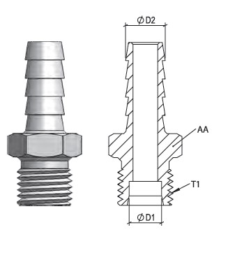 1/2 1/2-14 NPT NPT ERKEK HORTUM UCU REKOR