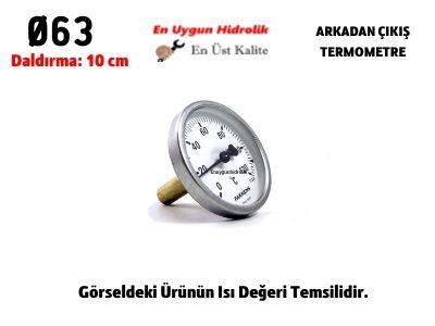 Ø63 -30 +60 °C Termometre Daldırma Boyu 10 cm Arkadan Bağlantılı G 1/2