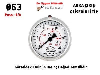 Ø63 60 Bar ARKADAN ÇIKIŞLI KURU MANOMETRE