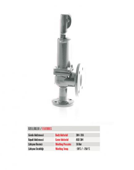 DN 15 Flanşlı Tam Kalkışlı Paslanmaz Emniyet Ventili